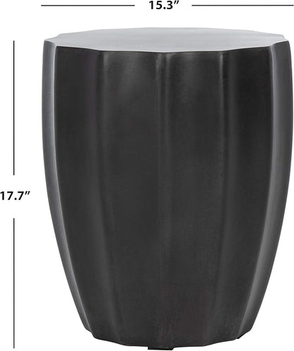 SAFAVIEH Outdoor Jaslyn Black Modern Concrete Round Accent Table
