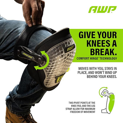 AWP Gel Pro Comfort Hinge Knee Pads for Carpet Tile, Sub-Floor/Underlayment, Landscaping & Gardening with Gel/Foam Padding for All-Day Support & Stability, Men and Women, One Size | L-22387-V5