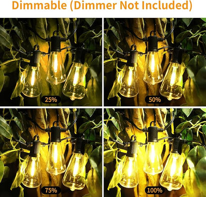 ZOTOYI Outdoor String Lights 150 FT, Waterproof IP65 Outdoor Lights for Patio with 76 Edison ST38 LED Bulbs(3 Spare), Plastic LED String Lights for Outside, Bistro, Cafe, Backyard, Garden 2700K