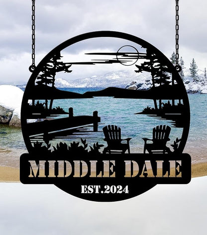 Personalized Lake House Metal Sign, Custom Lodge Metal Wall Art, Cabin Signs, Gift for Couples, Outdoor Porch Decor, Family Last Name Sign, Xmas Gift for Dad, Home Decor for Christmas