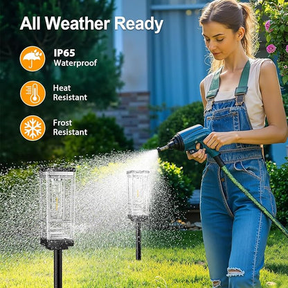 Ahaorigin 6 Pack Solar Lights Outdoor, Up to 15 Hrs Brighter Solar Pathway Lights, Luxury Taller Solar Outdoor Light Waterproof for Path Garden Yard Landscape Walkway Driveway, Warm White