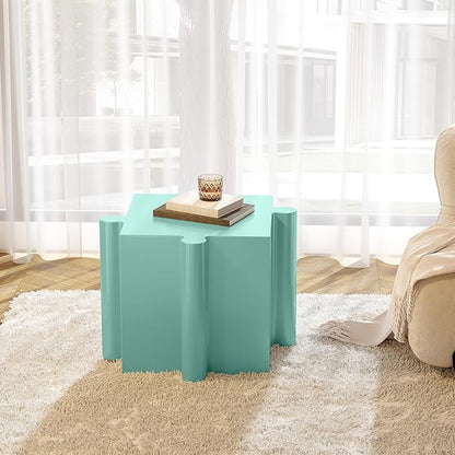 Christopher Knight Home Daton 3 Piece Interlocking Outdoor Side Table Set, Modular Lightweight Concrete Coffee Table, Convertible MGO End Table for Indoor&Outdoor, Creative Set Up,Sky Blue+Mint Green