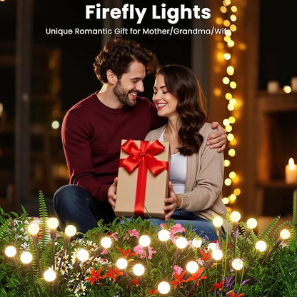 Solar Lights Outdoor(10 Pack,80 LEDs),Solar Lights Outdoor Waterproof for Garden Decor,4 Modes Firefly Light for Outdoor Decor,Big Bulb High Lumens Patio Decor,Sway by Wind,Gardening Gifts for Women
