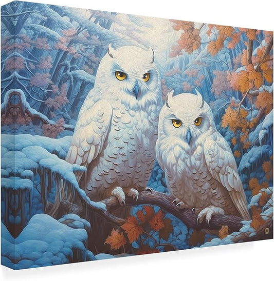 Outdoor Canvas Art - Michael David Ward 'Snowy Owl Winter' Wall Art for Outdoor Spaces, Patios, or Gardens by Trademark Fine Art