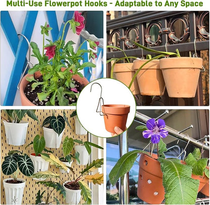 20 Packs Terracotta Pots Hanger Hooks,Sturdy Thick Stainless Steel Plant Hanger,Flower Pot Holders for Clay Pots,Wall and Fence Mounted Plant Hanging Holder for Terra Cotta Pot(Vertical Hang,20Pack)