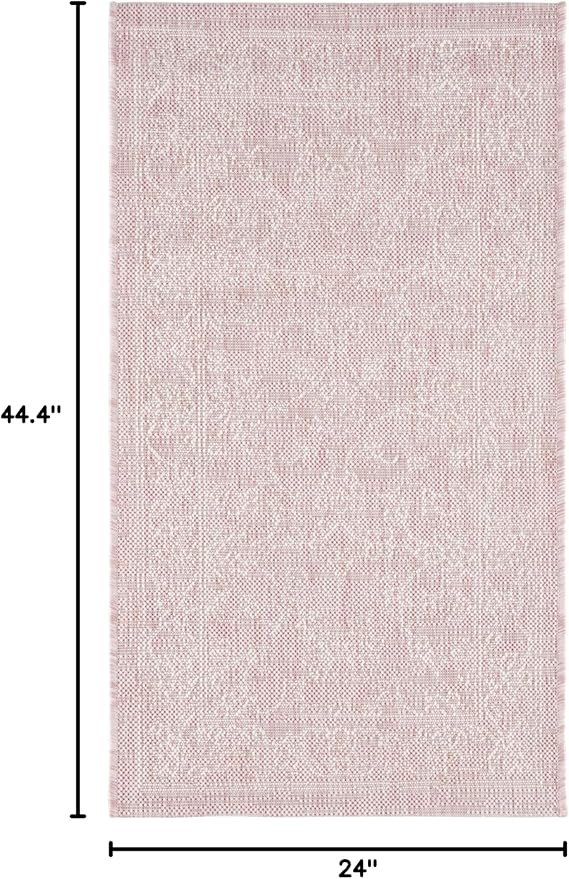 SAFAVIEH Courtyard Collection CY8680 Indoor/ Outdoor Easy scrubbing Patio Backyard Mudroom Accent-Rug, 2' x 3' 7', Soft Pink / Ivory