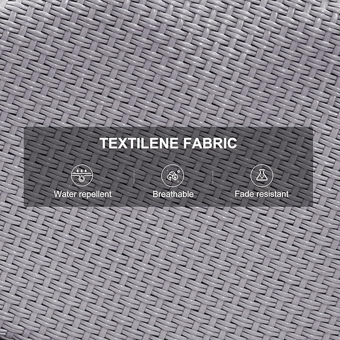 PURPLE LEAF Patio Chaise Lounge Set 2 Pieces Textilene Pool Lounge Chairs with Wheels Sunbathing Chair with 5 Adjustable Position for Outdoor Yard (2 Light Grey Lounges W/Side Table)