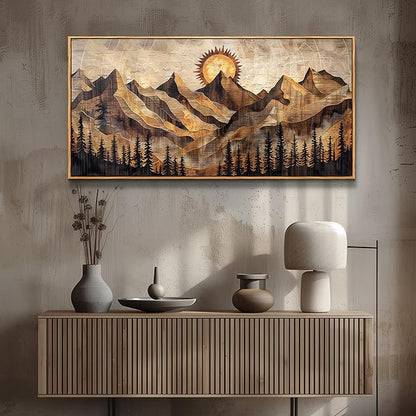 QIYILEXWART Canvas Wall Art For Living Room Wall Decor For Bedroom Office Wall Decoration Mountain Sun Landscape Painting Farmhouse Pictures Artwork Room Aesthetic Home Decor 20x40 In
