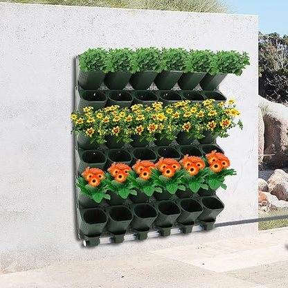 Self Watering Planters with Timer and Rain Sensor, 36-Pocket Wall Mounted Vertical Garden System - Automatic Drip Irrigation Kit for Indoor Outdoor Balcony, Grow Herbs Vegetables Flowers