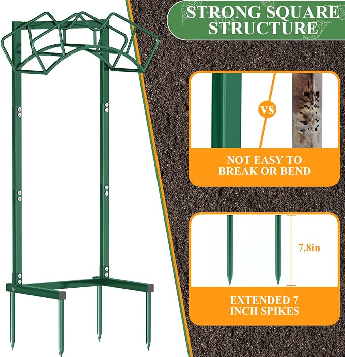 Qatsrin Super Stable Garden Hose Holder, Detachable Water Hose Holders Hose Storage Hold 160-Feet Hose, Water Hose Holder for Outside, Yard, Lawn, Farm (Green)