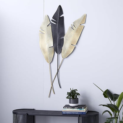 Deco 79 Metal Leaf Wall Decor, 24" x 1" x 53", Gold