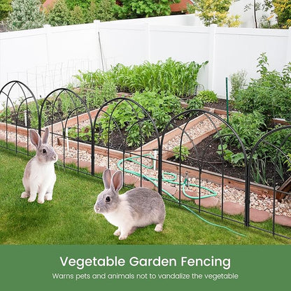 Youpehom Small 12.55"*16.53" Decorative Garden Fencing Border, No Dig Fences Barrier, Black Metal Fence, Garden Edging Fence Panel, Dog Fence Outdoor for Yard, Flower Bed (6 pcs)