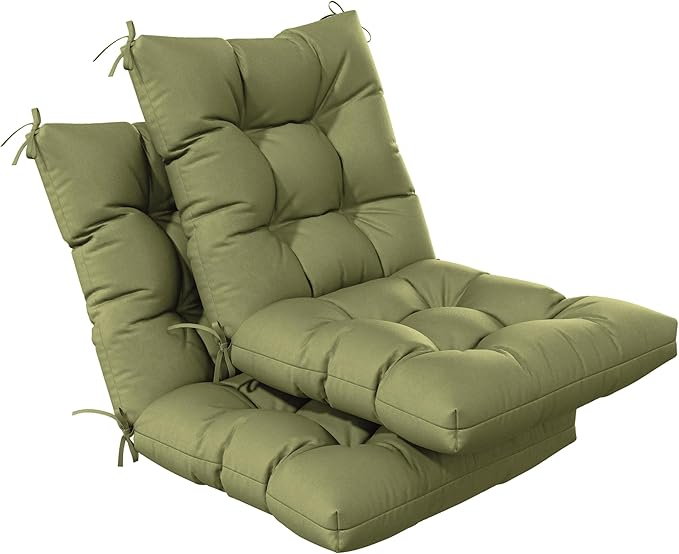 Patio Seat&Back Chair Cushions for Outdoor Furniture，Comfortable Cushions for Rocking/Dining/Lawn Chair-Set of 2