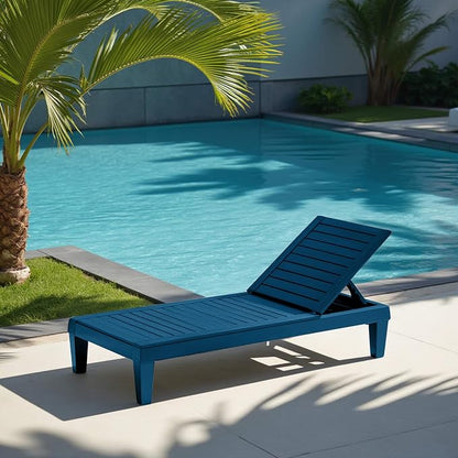 Nestl Sun Tanning Chair - Blue Chaise Lounge Chair Outdoor, Lightweight Pool Lounge Chairs, Adjustable 5-Position Reclining Lawn Chair, Waterproof Beach Outdoor Lounge Chairs