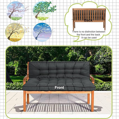 Swing Replacement Cushions with Backrest, 2 or 3 Seater Waterproof Non-Slip Overstuffed Swing Pad, Indoor/Outdoor Bench Cushion for Porch Chair Swings Garden Furniture (Dark grey, 40 * 63 in)