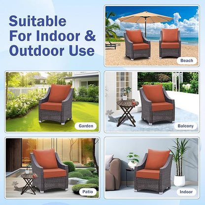 IASEAHK Outdoor Seat Cushion Set, Waterproof & Fade Resistant Patio Chair Cushions, Outdoors Cushion for Patio Furniture, 24 x 24 x 5.75 Inch, Outdoor Couch Cushions with Handle and Ties, Spice