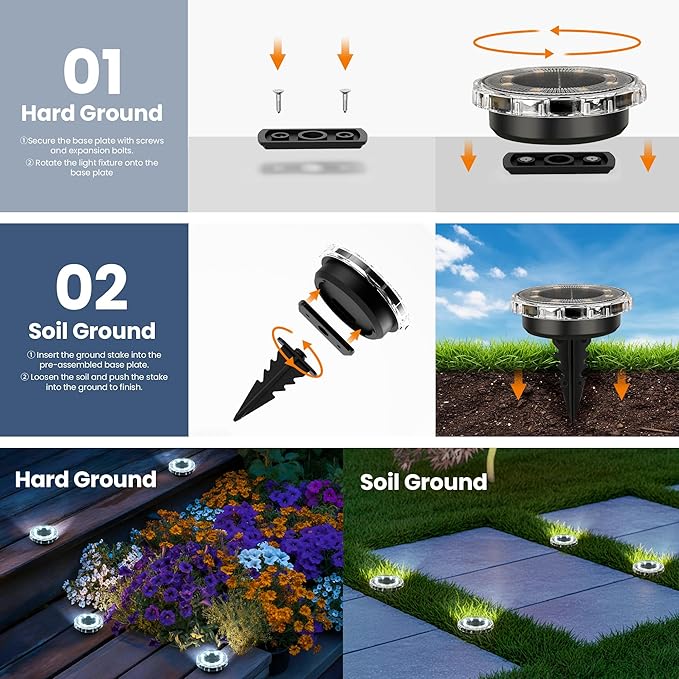 SOLPEX Solar Ground Lights 20 Pack, Solar Pathway Lights Outdoor Waterproof, Landscape Lighting for Garden, Walkway, Driveway, Yard, Deck, Patio, Swimming Pool (Cool White)