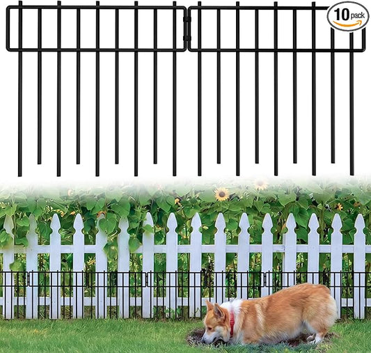 Heavy-Duty Garden Animal Barrier Fence - 3.75mm Thick, 1.2" Small Gap, 10 Pack Rustproof No Dig Panels for Yard, Garden, Dogs, Cats, Rabbits, Flower Beds,Patio, Deck, Vegetable Beds, Outdoor Enclosure