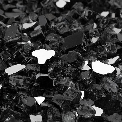 Mr. Fireglass 10 Pounds Fire Glass - 1/2 Inch High Luster Reflective Tempered Glass Rocks for Fireplace Fire Pit Table and Landscaping, Onyx Black