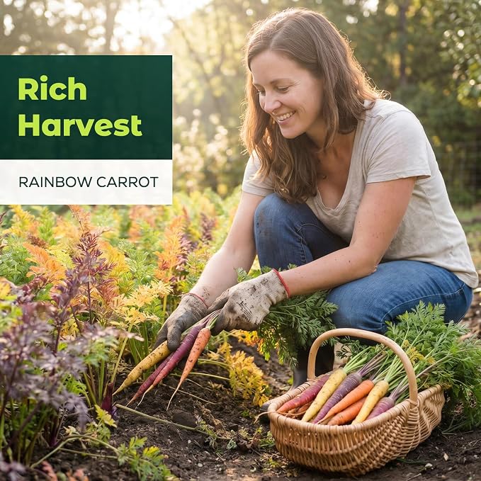 1200 Rainbow Carrot Seeds for Planting - Heirloom Vegetable Seed Pack for Home Garden - Easy Grow in Container, Raised Bed or Backyard - Great Gardening Gift