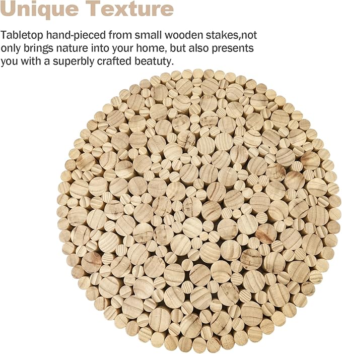 Round Coffee Table Set of 2, Farmhouse Nesting Coffee Table, Small Circle Wood Coffee Table, Mid Century Modern Nightstand, Boho Patio Side Table End Tables for Living Room Bedroom Balcony Outdoor