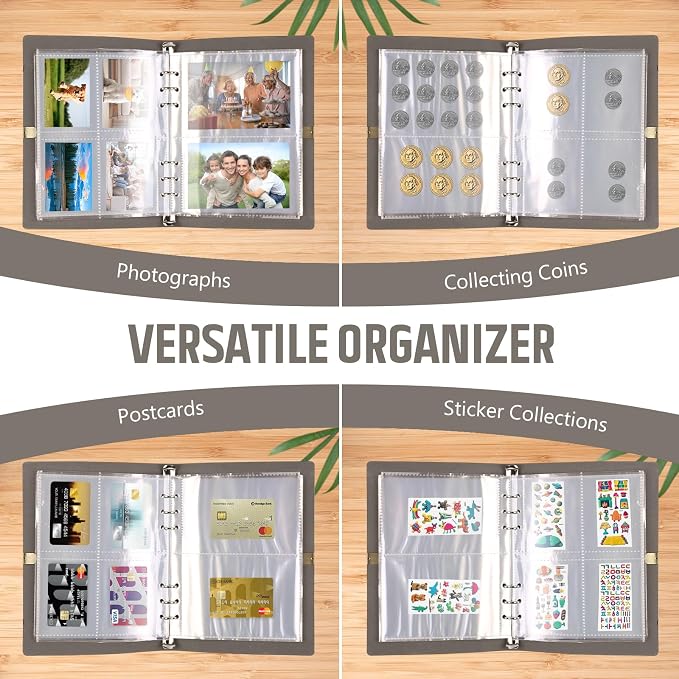 Seed Storage Organizer, Seed Packet Organizer Binder with 80Pcs Garden Seeds Storage Envelopes and 40 Clear Pocket Sheet Protectors for Protecting Vegetable Seeds (Gray, 9.1 x 6.5inch)