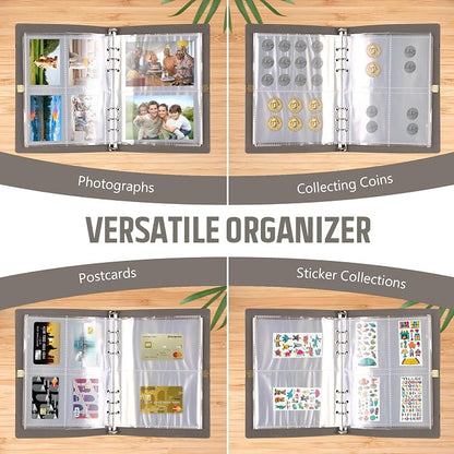 Seed Storage Organizer, Seed Packet Organizer Binder with 80Pcs Garden Seeds Storage Envelopes and 40 Clear Pocket Sheet Protectors for Protecting Vegetable Seeds (Gray, 9.1 x 6.5inch)