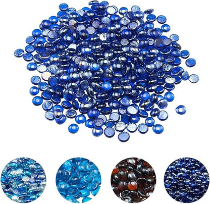 VEVOR Fire Glass, 20LBS / 9KG High-Temperature Resistant Fireplace Rocks, 3/4-Inch / 19.05 mm Reflective & Smokeless Firepit Glass Beads, High Luster Stone Landscaping for Fire Pit Table, Cobalt Blue