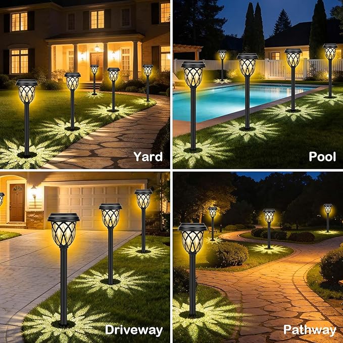 Solar Lights Outdoor 8 Pack Solar Garden Lights Waterproof IP65 Solar Landscape Lights Solar Pathway Lights for Patio, Yard, Driveway Decoration (Warm White