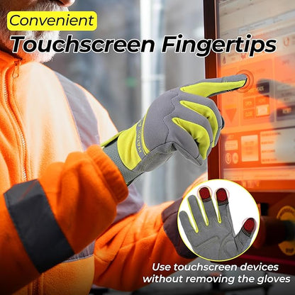 HANDLANDY Work Gloves for Men & Women, Utility Mechanic Working Gloves Touch Screen, Flexible Gardening Gloves for Yard