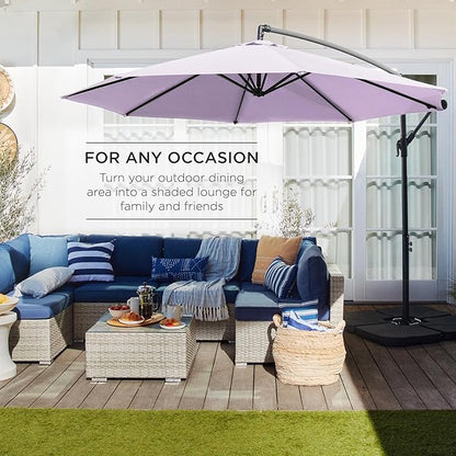 Best Choice Products 10ft Offset Hanging Market Patio Umbrella w/Easy Tilt Adjustment, Polyester Shade, 8 Ribs for Backyard, Poolside, Lawn and Garden