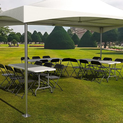 VINGLI 2 Pack Black Plastic Folding Chair, Indoor Outdoor Portable Stackable Commercial Seat with Steel Frame 350lb. Capacity for Events Office Wedding Party Picnic Kitchen Dining