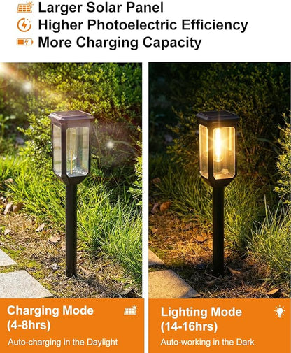 Tenmiro-Solar-Pathway-Lights-Outdoor-8-Pack-LED-Solar-Powered-Garden-Lights-Waterproof-IP65-Auto-On/Off-Outdoor-Light-for-Yard-Lawn-Patio-Path-Walkway-Driveway-Landscape-Lighting-Decor-3000K