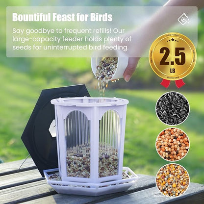 MrCrafts Nature Hanging Bird Feeder for Outdoors, Wild Bird Feeders for Outside, Fits for Cardinals, Unique Bird Watching Gift, Standard White, Large Size(1Pcs)