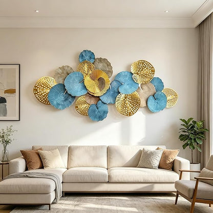 Roivikis Large Metal Wall Art Decor, 3D Abstract Lotus Leaves Wall Handcrafted Modern Decoration for Indoor Outdoor for Living Room, Bedroom, Entryway 52" x 24"