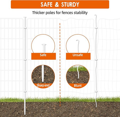 10 Panels No Dig Fence with Gate, 32 in(H) X 24 ft(L) Garden Decorative Fence Animal Barrier for Dogs, Rustproof Metal Garden Edging Border for Outdoor, Yard, Patio, White