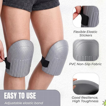 Gardening Knee Pads for Women and Men Lightweight Waterproof Foam Knee Pads for Gardening and Housework with Adjustable Hook'n'Loop Straps(Grey)