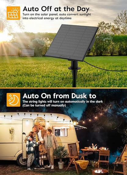 Brightown 55FT Solar String Lights Outdoor Waterproof, Patio Lights with Remote and 16+1 LED Shatterproof Bulbs, Dimmable & Timable, 3 Light Modes, Solar Lights Outdoor for Yard Garden Camping Party