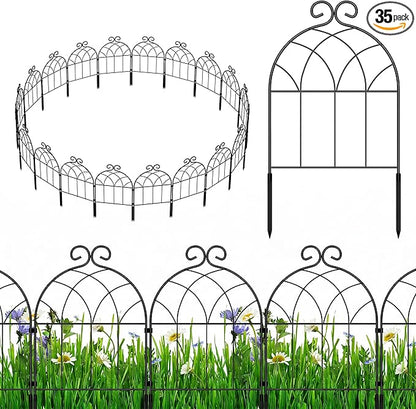 CADUEK 37ft (L) x 22in (H) Decorative Garden Fencing Border, 35 Pack Small Fence Panels, Rustproof Garden Fence Animal Barrier for Landscape Patio Yard Outdoor