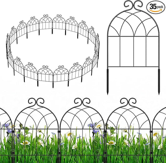 CADUEK 37ft (L) x 22in (H) Decorative Garden Fencing Border, 35 Pack Small Fence Panels, Rustproof Garden Fence Animal Barrier for Landscape Patio Yard Outdoor