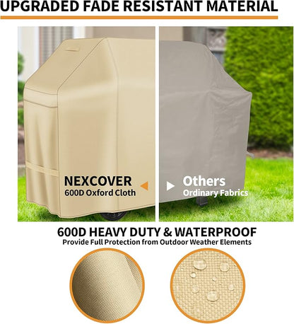 NEXCOVER 50 Inch Waterproof Grill Cover, Outdoor Heavy Duty 600D BBQ Cover, Fade & Weather Resistant Upgraded Material, Barbecue Cover for Weber, Brinkmann, Char Broil, Holland.