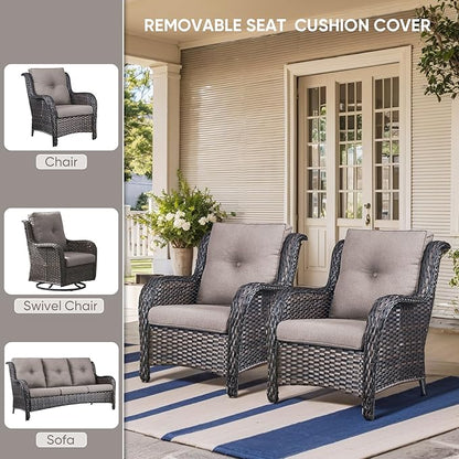Patio Chair Cushions 3 Packs - Outside Heavy Duty Thick Water-Resistant Cushion 22x24 with Zipper Cover for Patio Glider Rocking Chairs Loveseat Couch – Grey/Buckle