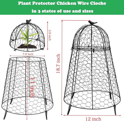 COATTOA Plant Protector Chicken Wire Cloche 8 PCS, Plant Protectors from Animals, 18.7×12 Inch Large Garden Cloches for Plants, Sturdy 2-in-1 Cloche Dome for Plants, Plant Protectors for Easy Pruning