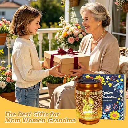 Cat Solar Lanterns Outdoor Waterproof Solar Garden Decor, Birthday Gifts for Mothers Day Women Mom Grandma, Metal Hanging Lights with Shepherd Hook for Outside Yard Patio Pathway Backyard Porch