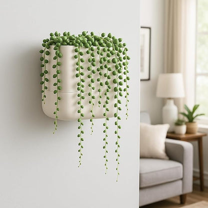 Phoenix Vine 6.5 Inch Wall Mounted Self-Watering Planter Pot for Indoor Houseplants and Herbs | Hanging Planter for Window Sills, Bathroom Walls, Home & Office Décor, Oatmeal, Set of 1, 01-C-G-1