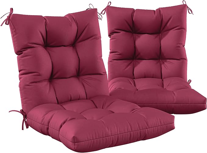 Patio Seat&Back Chair Cushions for Outdoor Furniture，Comfortable Cushions for Rocking/Dining/Lawn Chair-Set of 2