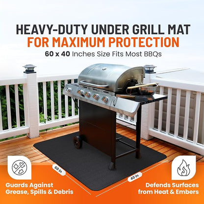 Under Grill Mats for Outdoor Grill (60 x 40 inch) Double-Sided Mat for Under Fire Pit Mat the Perfect Grill Matt for Outdoor Grill Deck Protector and BBQ Matt for Under Grill Mat for Deck