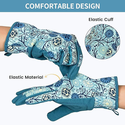 Pleneal Gardening Gloves for Women - Leather Garden Gloves Thorn Proof, Outdoor Protective Working Gloves
