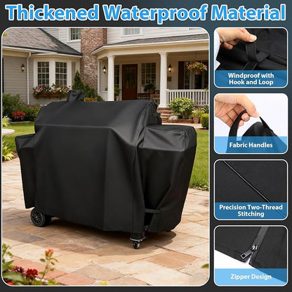 Utheer Grill Cover for Pit Boss PB1230 Combo Grill, Waterproof 600D Grill Cover for PB1100PSC2 & PB1100PSC1 Pro Series Triple-Function Wood Pellet/Gas Combo Grill, for PB 67364