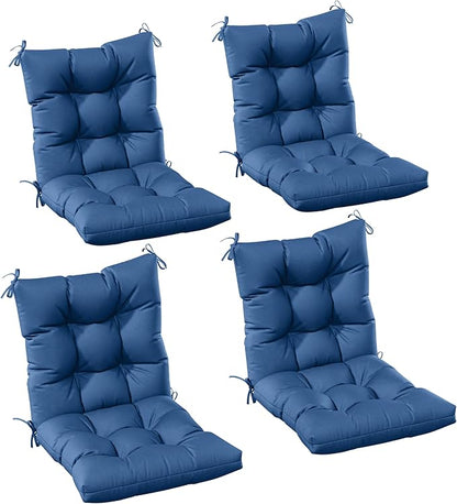Patio Seat&Back Chair Cushions for Outdoor Furniture，Comfortable Cushions for Rocking/Dining/Lawn Chair-Set of 4 (Blue, 4pcs (1package))